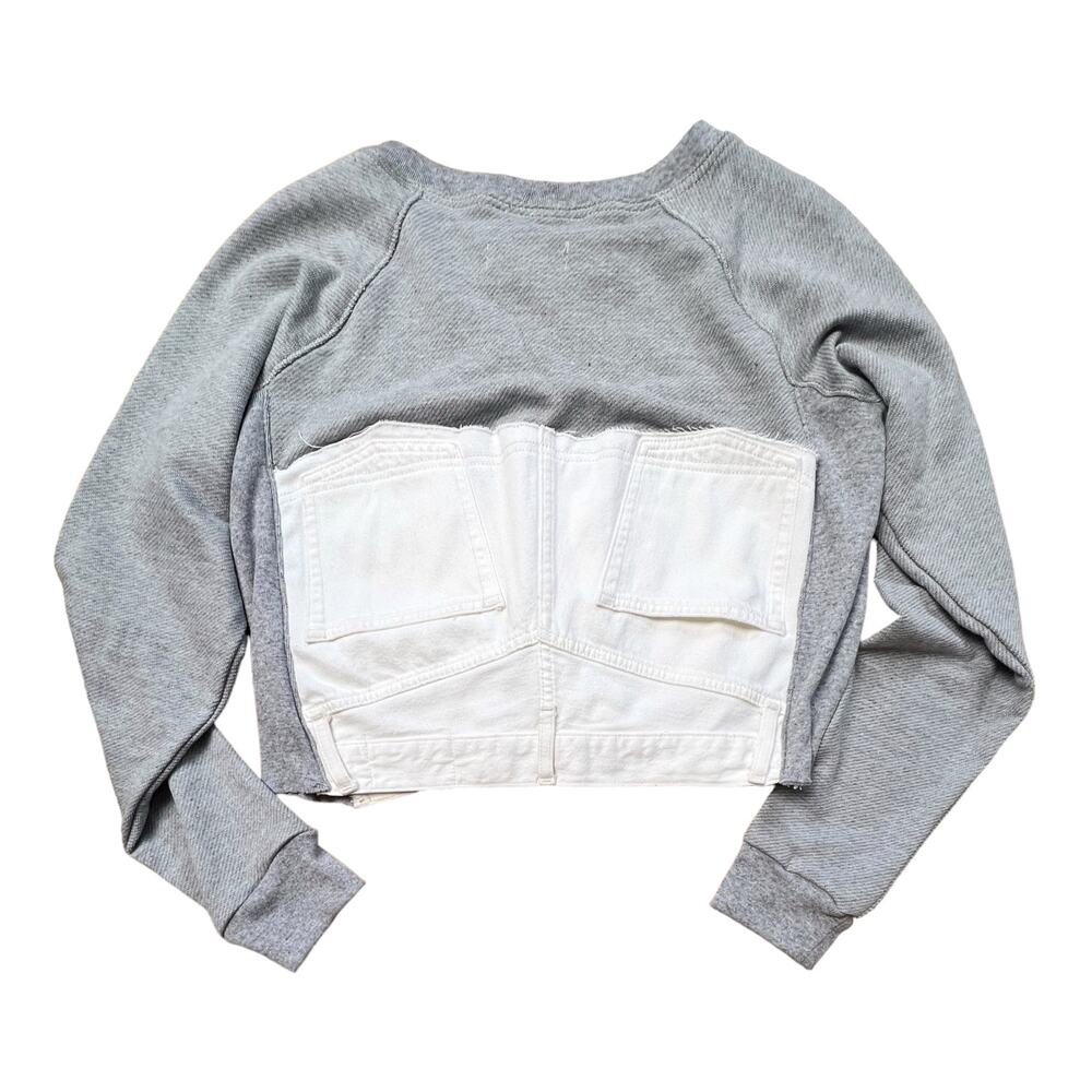 ETICA Upcycled Block Sweatshirt White / Grey Size S - Picture 2 of 9